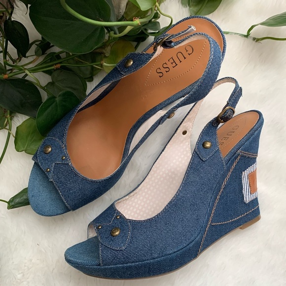 Guess Shoes - Guess Slingback Denim wedge SZ 10